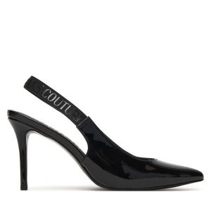 Szpilki Versace Jeans Couture. Czarne szpilki Versace Jeans Couture, bez wzorów, z jeansu, bez obcasa. Za 559,99 zł.