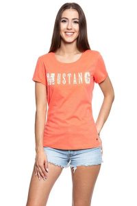 MUSTANG T SHIRT DAMSKI Alexia C Print 1009058 8139. Pomarańczowe t-shirty Mustang, s, bez wzorów, bez kołnierzyka, bez ramiączek. W wyprzedaży za 39,99 zł.