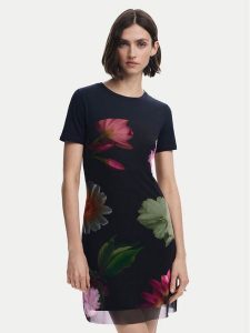 Desigual Sukienka codzienna Hamburgo 25SWVK14 Czarny Slim Fit. Czarne kombinezony Desigual, na co dzień, m, bez wzorów, z syntetyku, bez kołnierzyka, bez ramiączek, proste. Za 189,99 zł.