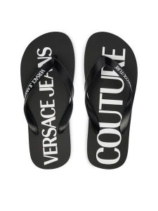 Versace Jeans Couture Japonki 80VA3SQ7 ZSS81 Czarny. Czarne klapki Versace Jeans Couture, bez wzorów, z jeansu, bez obcasa. Za 249,99 zł.