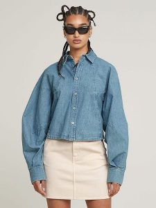 G-Star Koszula dżinsowa w kolorze błękitnym rozmiar: XS. Niebieskie koszule G-Star, xs, bez wzorów, z bawełny, bez kołnierzyka, bez ramiączek. Za 261,67 zł.