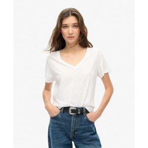 Koszulka z haftem V w slubie. Białe koszulki sportowe Superdry, bez wzorów, z bawełny, bez ramiączek. Za 127,45 zł.