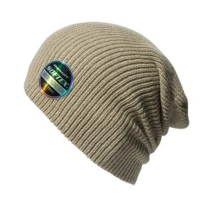 Czapka Softex. Brązowe czapki RESULT WINTER ESSENTIALS, bez wzorów, z dzianiny. Za 29,99 zł.