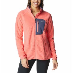 Bluza techniczna damska Columbia W Outdoor Tracks Full Zip. Czerwone bluzy Columbia, s, bez wzorów, bez kaptura. Za 287,99 zł.