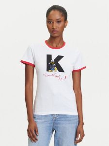KARL LAGERFELD T-Shirt A3W17089 Biały Regular Fit. Białe t-shirty KARL LAGERFELD, m, bez wzorów, z bawełny, bez kołnierzyka, bez ramiączek. Za 289,99 zł.