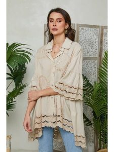 Lin Passion Koszula w kolorze beżowym rozmiar: 36/38. Brązowe koszule Lin Passion, bez wzorów, z bawełny, bez kołnierzyka, bez ramiączek. Za 232,95 zł.