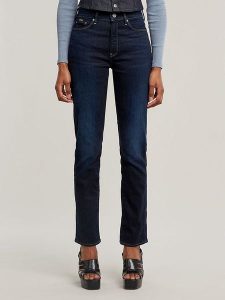 G-Star Dżinsy - Skinny fit - w kolorze granatowym rozmiar: W29. Niebieskie jeansy G-Star, z aplikacjami, ze skóry, z podwyższonym stanem. Za 217,99 zł.