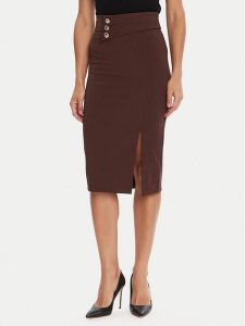 Rinascimento Spódnica ołówkowa CFC0126167003 Brązowy Slim Fit. Brązowe spódnice Rinascimento, xl, bez wzorów, z syntetyku. Za 319,99 zł.