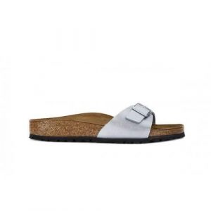 Klapki damskie Birkenstock 040413. Szare klapki Birkenstock, bez wzorów, z materiału, bez obcasa. Za 249,00 zł.