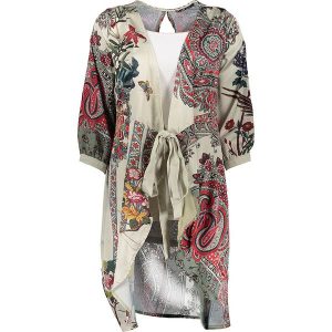 Kimono w kolorze zielonym ze wzorem. Kardigany marki 101 idées. W wyprzedaży za 129,95 zł.