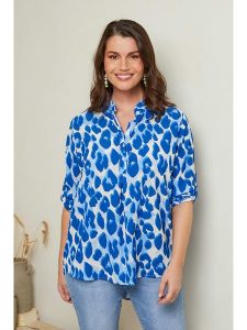 Curvy Lady Bluzka w kolorze niebieskim rozmiar: 40/42. Niebieskie bluzki Curvy Lady, bez wzorów, klasyczne, bez kołnierzyka, bez ramiączek. Za 109,78 zł.
