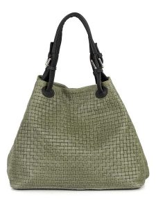 Lucca Baldi Skórzana torebka "Fosdinovo" w kolorze zielono-czarnym - 45 x 37 x 15 cm rozmiar: onesize. Czarne torebki klasyczne Lucca Baldi, bez wzorów, z materiału, przez ramię, bez dodatków. Za 295,99 zł.