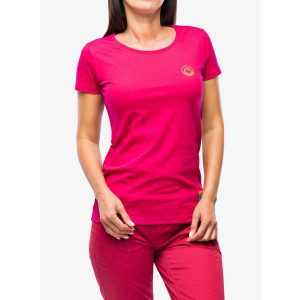 Koszulka bawełniana damska La Sportiva Climbing on the Moon T-Shirt. Czerwone koszulki sportowe La Sportiva, bez wzorów, z bawełny, bez ramiączek. Za 156,99 zł.
