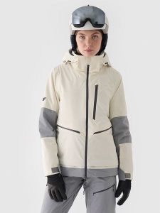 4F Kurtka narciarska w kolorze kremowym rozmiar: XS. Brązowe kurtki sportowe 4f, m, bez wzorów, bez kaptura, narciarskie, Thinsulate. Za 460,12 zł.