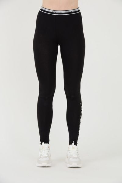 EMPORIO ARMANI Czarne damskie legginsy Stretch Logo, Rozmiar S. Czarne legginsy Emporio Armani, bez wzorów. W wyprzedaży za 198,99 zł.