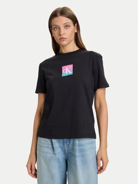 Calvin Klein Jeans T-Shirt Classic Monogram LV047D874G Czarny Regular Fit. Czarne t-shirty Calvin Klein Jeans, xs, bez wzorów, z bawełny, bez kołnierzyka, bez ramiączek. Za 89,99 zł.