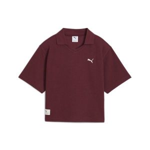 Damska koszulka polo PUMA Class o luźnym kroju PUMA Ruby Shimmer Red. Czerwone bluzki Puma, bez wzorów, sportowe, bez kołnierzyka, bez ramiączek. Za 129,00 zł.
