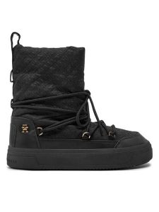 Tommy Hilfiger Śniegowce FW0FW08430 Czarny. Czarne buty zimowe TOMMY HILFIGER, z materiału, bez obcasa, bez zapięcia. Za 499,99 zł.