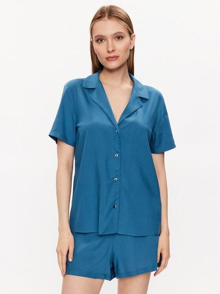 Calvin Klein Underwear Piżama 000QS6967E Granatowy Regular Fit. Niebieskie piżamy Calvin Klein Underwear, bez wzorów, z wiskozy, bez ramiączek. Za 339,99 zł.