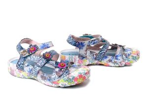 LAURA VITA 0007765 Beczierso 33 bleu, sandały damskie. Sandały LAURA VITA, bez wzorów, ze skóry, bez obcasa, bez zapięcia. Za 327,17 zł.