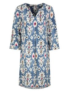 Sublevel Sukienka w kolorze niebiesko-kremowym rozmiar: M. Niebieskie sukienki Sublevel, m, bez wzorów, z wiskozy, retro, bez kołnierzyka, bez ramiączek, midi. Za 86,99 zł.