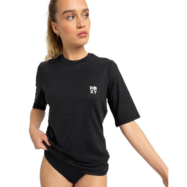 Koszulka rash vest z krótkim rękawem dla Kobiety HAPPY WAVES Czarny. Czarne bikini Roxy, bez wzorów, z elastanu. W wyprzedaży za 89,99 zł.