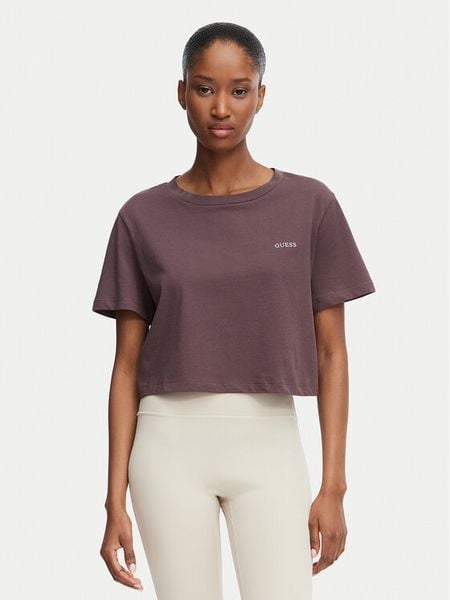Guess T-Shirt V6GI17 K2984 Brązowy Regular Fit. Brązowe t-shirty Guess, m, z aplikacjami, z bawełny, bez kołnierzyka, bez ramiączek. Za 134,99 zł.