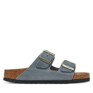 Klapki Birkenstock. Szare klapki Birkenstock, bez wzorów, bez obcasa. Za 429,99 zł.