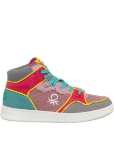 Benetton Sneakersy w kolorze jasnoróżowo-różowo-turkusowym rozmiar: 36. Różowe trampki Benetton, bez wzorów, za kostkę, bez zapięcia. Za 132,05 zł.
