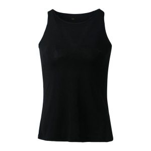 Damski tank top Athlecia Mota. Czarne topy ENDURANCE, bez wzorów, z elastanu, sportowe, bez kołnierzyka, bez ramiączek. Za 79,90 zł.