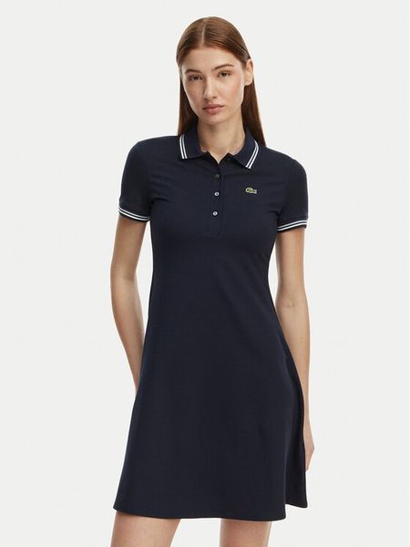 Lacoste Sukienka codzienna EF5288 Granatowy Regular Fit. Niebieskie kombinezony Lacoste, na co dzień, bez wzorów, z bawełny, bez kołnierzyka, bez ramiączek, proste. Za 455,99 zł.