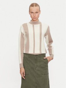 Vero Moda Sweter Gold New Art 10311357 Beżowy Regular Fit. Brązowe swetry klasyczne Vero Moda, l, z syntetyku, bez kołnierzyka. Za 89,99 zł.