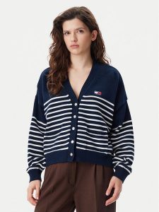 Tommy Jeans Kardigan DW0DW20257 Granatowy Relaxed Fit. Niebieskie kardigany Tommy Jeans, z bawełny. Za 299,99 zł.