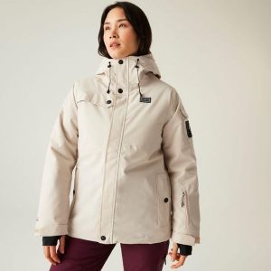 Ski Life Damska kurtka narciarska. Brązowe kurtki sportowe Dare 2b, na zimę, bez wzorów, bez kaptura, narciarskie. W wyprzedaży za 299,99 zł.