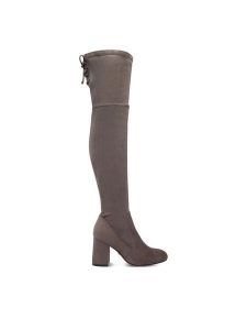 Nine West Kozaki CEO-C6031-2 Szary. Szare kozaki Nine West, bez wzorów, z materiału, bez obcasa, na słupku, bez zapięcia. Za 329,99 zł.
