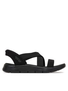 Skechers Sandały Go Walk Flex Sandal - Glimmer 141489/BBK Czarny. Czarne sandały Skechers, bez wzorów, z materiału, bez obcasa, na płaskiej podeszwie, bez zapięcia. Za 319,99 zł.