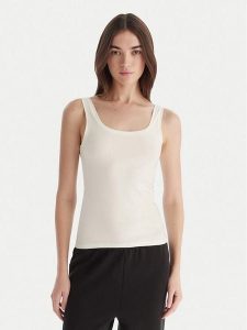 Hunkemöller Top Singlet 302723 Biały Slim Fit. Białe topy Hunkemöller, l, bez wzorów, z bawełny, bez kołnierzyka, bez ramiączek. Za 79,99 zł.