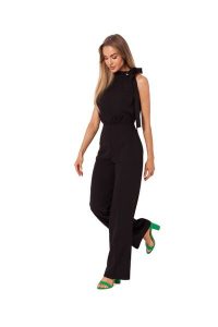 Elegancki Kombinezon z Dekoltem Holter - Czarny. Czarne kombinezony MOE, l, bez wzorów, z elastanu, eleganckie, bez kołnierzyka, bez ramiączek. Za 316,39 zł.
