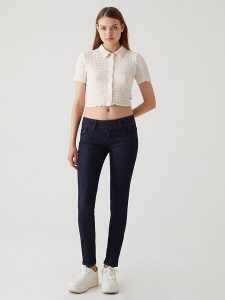LTB Dżinsy "Molly" - Skinny fit - w kolorze granatowym rozmiar: W25/L34. Niebieskie jeansy LTB, z aplikacjami, z podwyższonym stanem. Za 74,81 zł.