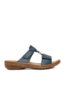 Rieker Klapki CEO-628P9-14 Granatowy. Niebieskie klapki Rieker, bez wzorów, ze skóry, bez obcasa. Za 289,99 zł.