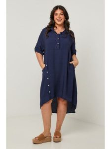 Curvy Lady Sukienka w kolorze granatowym rozmiar: 48/50. Niebieskie sukienki Curvy Lady, bez wzorów, klasyczne, bez kołnierzyka, bez ramiączek, midi. Za 127,95 zł.