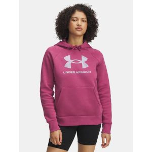 Bluza Under Armour Rival Feelce Shimmer Hoody. Czerwone bluzy Under Armour, bez wzorów, bez kaptura. Za 177,29 zł.