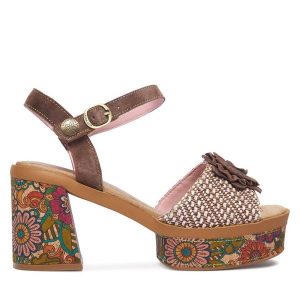 Sandały Laura Vita. Brązowe sandały LAURA VITA, bez wzorów, bez obcasa, na słupku, bez zapięcia. Za 399,99 zł.