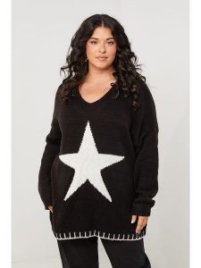 Curvy Lady Sweter w kolorze czarnym rozmiar: 40/42. Czarne swetry oversize Curvy Lady, bez wzorów, ze splotem, bez ramiączek. Za 143,99 zł.