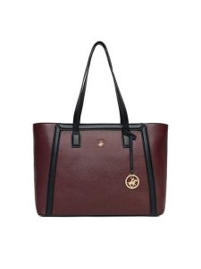 Beverly Hills Polo Club Torebka C-BHPC-L-007-08 Bordowy. Czerwone shopper bag Beverly Hills Polo Club, bez wzorów, z materiału, bez dodatków. Za 229,99 zł.