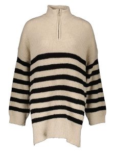 ONLY Sweter "Alfrida" w kolorze beżowo-czarnym rozmiar: M. Brązowe swetry oversize ONLY, m, bez wzorów, ze splotem, bez ramiączek. Za 118,28 zł.