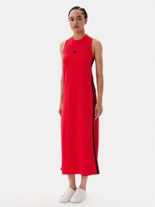 Adidas Sukienka codzienna Essentials 3-Stripes JE1206 Czerwony Regular Fit. Czerwone kombinezony ADIDAS, na co dzień, s, bez wzorów, z bawełny, bez kołnierzyka, bez ramiączek, proste. Za 159,99 zł.