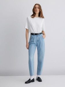MAVI Dżinsy "Laura" - Tapered fit - w kolorze błękitnym rozmiar: W27/L27. Niebieskie jeansy Mavi, bez wzorów, z podwyższonym stanem. Za 154,95 zł.