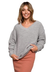 Be Wear Sweter w kolorze szarym rozmiar: L/XL. Szare swetry oversize Be Wear, l, bez wzorów, ze splotem, bez ramiączek. Za 153,71 zł.