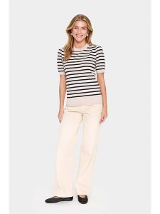 SAINT TROPEZ Koszulka dzianinowa w kolorze beżowym rozmiar: L. Brązowe bluzki Saint Tropez, l, bez wzorów, z dzianiny, bez kołnierzyka, bez ramiączek. Za 69,99 zł.